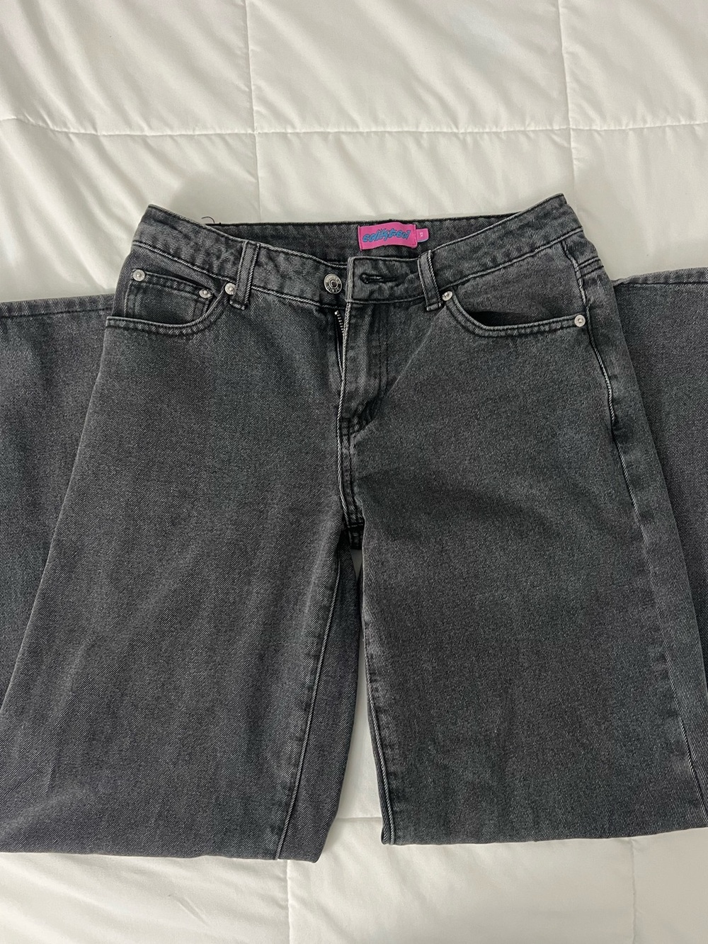 Edikted low rise wide legged Washed Black Jeans